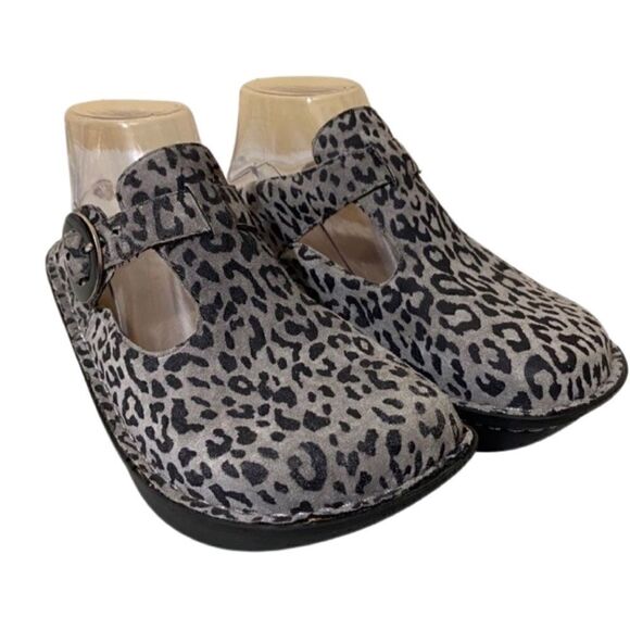 Alegria Shoes - Alegria By PG Lite ALG-416 Black & Gray Leopard Clogs Slides